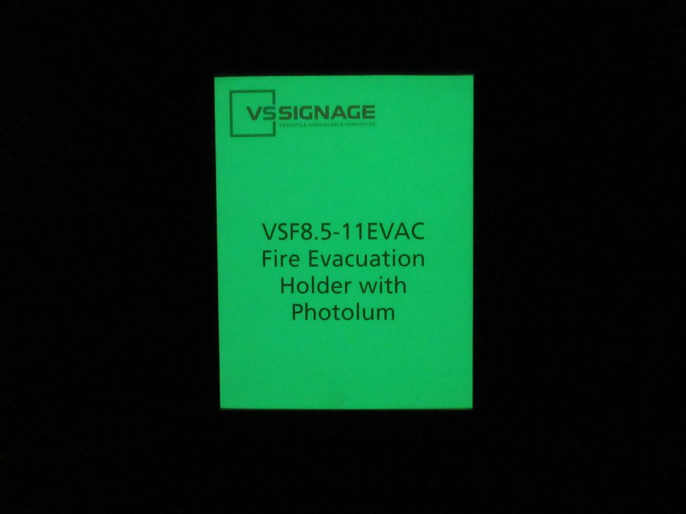 VSF8.5-11EVAC Fire Evacuation Holder with Photolum Glo in the Dark Insert