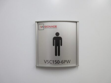 VSC150-6PW Washroom Sign - Curved