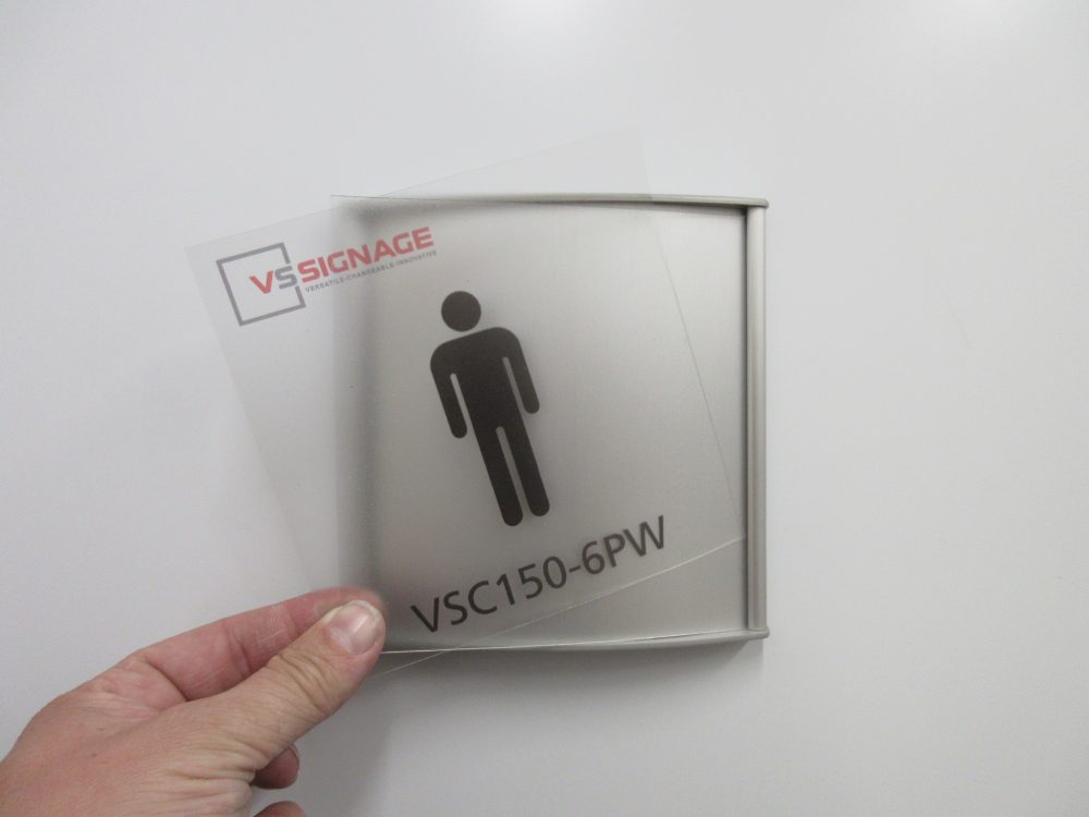 VSC150-6PW Washroom Sign - Curved